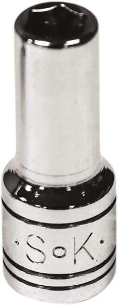 SK - 3/16", 1/4" Drive, Deep Hand Socket - 6 Points, Steel, Chrome Finish - All Tool & Supply