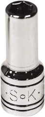 SK - 3/16", 1/4" Drive, Deep Hand Socket - 6 Points, Steel, Chrome Finish - All Tool & Supply