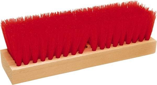 O-Cedar - 2" Bristle Length, Polypropylene Deck Scrub Brush - 10" Long x 3" Wide Head, 10" OAL, Red, Wood Block - All Tool & Supply