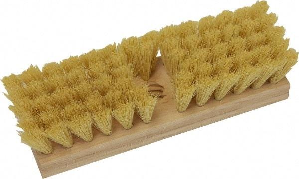 O-Cedar - 2" Bristle Length, Tampico Deck Scrub Brush - 10" Long x 3" Wide Head, 10" OAL, Beige, Wood Block - All Tool & Supply