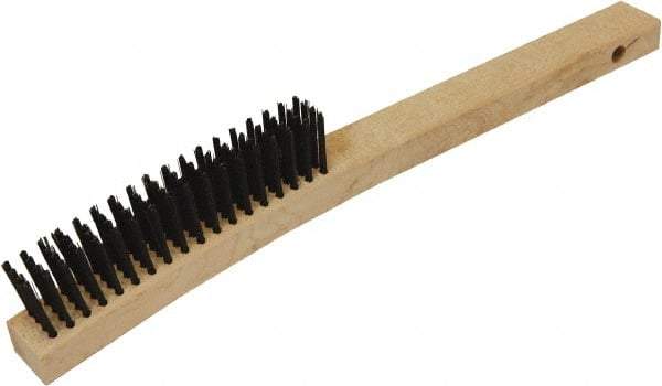 O-Cedar - 18 Rows, Steel Wire Brush - 10" Brush Length, 14" OAL, 1-1/8" Trim Length, Wood Curved Handle - All Tool & Supply