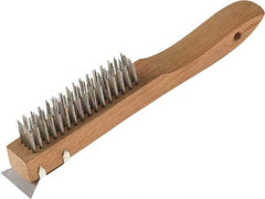 O-Cedar - 4 Columns x 16 Rows, Steel Wire Brush - 7" Brush Length, 10" OAL, 1-1/8" Trim Length, Wood Shoe Handle - All Tool & Supply