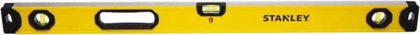 Stanley - Magnetic 48" Long 3 Vial Box Beam Level - Aluminum, Yellow, 1 Level & 2 Plumb Vials - All Tool & Supply