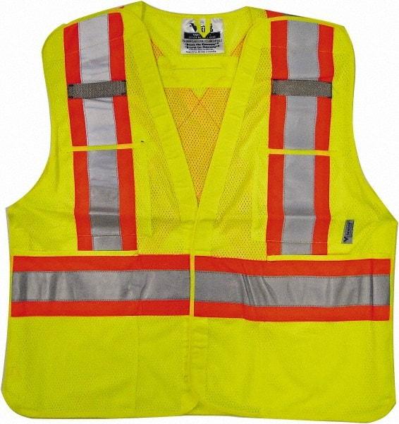 Viking - Size S/M High Visibility Lime Mesh Breakaway Vest - 37 to 40" Chest, ANSI 107-2010 Class 2, Level 2, Hook & Loop Closure, 4 Pockets, Polyester - All Tool & Supply