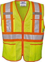 Viking - Size 5XL High Visibility Lime Mesh Public Safety Vest - 60" Chest, ANSI 107-2010 Class 2, Level 2, Zipper Closure, 4 Pockets, Polyester - All Tool & Supply