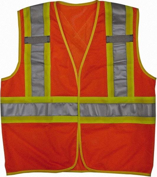 Viking - Size 4X/5XL High Visibility Orange Mesh Public Safety Vest - 58 to 60" Chest, ANSI 107-2010 Class 2, Level 2, Hook & Loop Closure, Polyester - All Tool & Supply