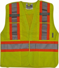 Viking - Size 4X/5XL High Visibility Lime Solid Breakaway Vest - 58 to 60" Chest, Hook & Loop Closure, 4 Pockets, Polyester - All Tool & Supply