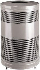 Rubbermaid - 51 Gal Silver Round Decorative Waste Receptacle With Top - Steel, 902mm High - All Tool & Supply