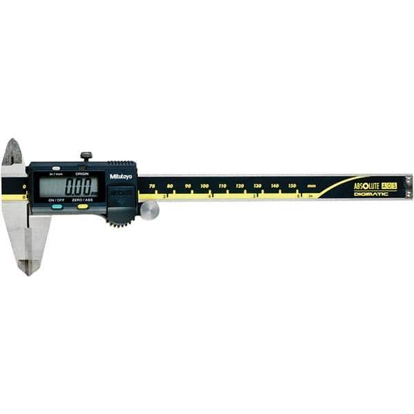 Mitutoyo - 0 to 6" Range 0.01mm Resolution, Electronic Caliper - Steel with 40mm Carbide-Tipped Jaws, 0.001" Accuracy - All Tool & Supply