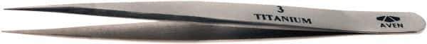 Aven - 4-7/8" OAL 3 Precision Tweezers - Fine Straight Point - All Tool & Supply