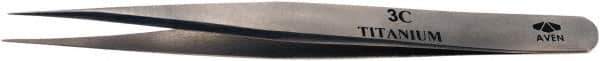 Aven - 4-1/4" OAL 3C Precision Tweezers - Fine Straight Point - All Tool & Supply