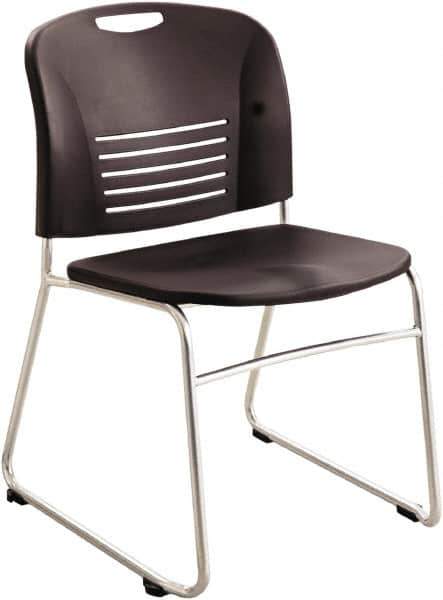 Safco - Plastic Black Stacking Chair - Silver Frame, 22-1/2" Wide x 19-1/2" Deep x 32-1/2" High - All Tool & Supply