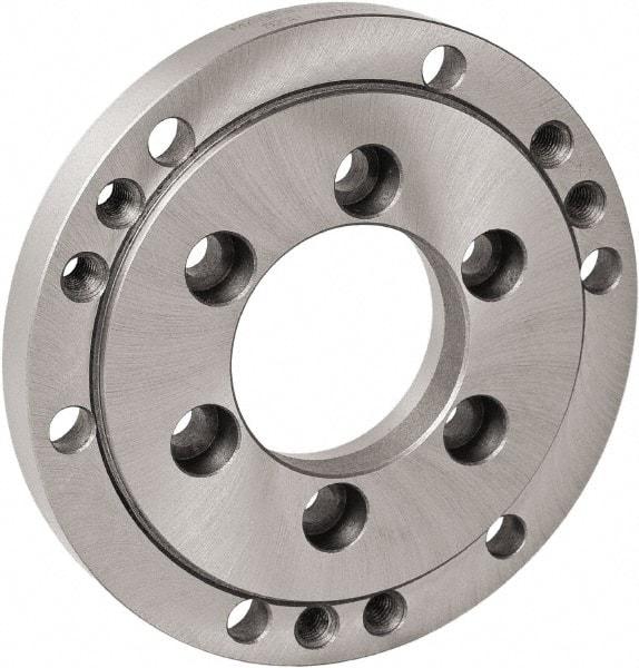 Bison - Adapter Back Plate for 16" Diam Self Centering Lathe Chucks - A2-8 Mount, 5.3583" Through Hole Diam, 15.748" OD, 0.1772" Flange Height, Cast Iron - All Tool & Supply