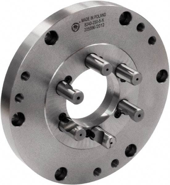 Bison - Adapter Back Plate for 12" Diam Self Centering Lathe Chucks - D1-11 Mount, 7.5906" Through Hole Diam, 12.4016" OD, 0.1772" Flange Height, Cast Iron - All Tool & Supply