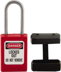 Master Lock - 1.52 Inch Long, Black, TPE Padlock Cover - Compatible with Lockout Padlock and 1/4 Inch Shackle Diameter, Use with S31, S32 and S33 - All Tool & Supply