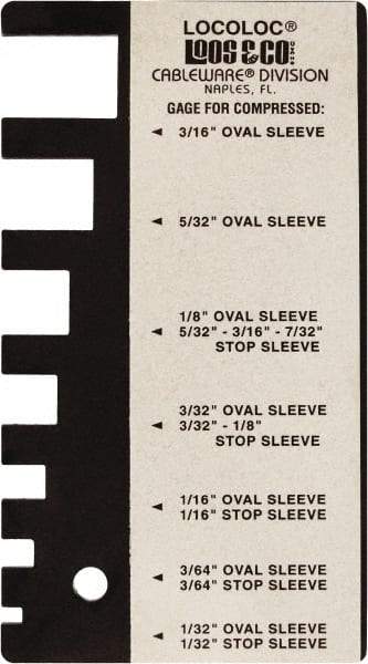 Loos & Co. - 1/32 to 3/16 Inch Range, Wire and Sheet Metal Gage - Use with Cable Sleeve Swaging - All Tool & Supply