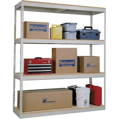 Hallowell - 4 Shelf Starter Open Steel Shelving - 1 Lb Capacity, 96" Wide x 84" High x 48" Deep, Tan - All Tool & Supply