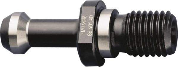 HAIMER - CAT50 Taper, 1-8 Thread, 15° Angle Radius, Standard Retention Knob - 2.92" OAL, 1.1" Knob Diam, 2.92" from Knob to Flange, 0.83" Pilot Diam, 1.06" Coolant Hole, Through Coolant - Exact Industrial Supply