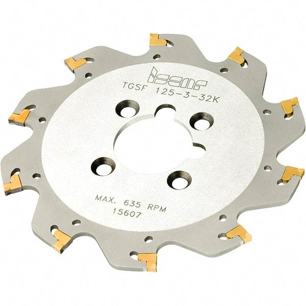 Iscar - Arbor Hole Connection, 1/16" Cutting Width, 1.1811" Depth of Cut, 100mm Cutter Diam, 0.8661" Hole Diam, 10 Tooth Indexable Slotting Cutter - TGSF Toolholder, TAG N-A, TAG N-C/W/M, TAG N-J/JS/JT, TAG N-LF, TAG N-MF, TAG N-UT Insert - All Tool & Supply