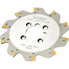 Iscar - Arbor Hole Connection, 1/16" Cutting Width, 1.1811" Depth of Cut, 125mm Cutter Diam, 1-1/16" Hole Diam, 12 Tooth Indexable Slotting Cutter - TGSF Toolholder, TAG N-A, TAG N-C/W/M, TAG N-J/JS/JT, TAG N-LF, TAG N-MF, TAG N-UT Insert - All Tool & Supply