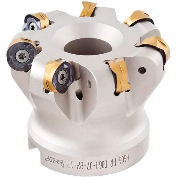 Iscar - 2" Cut Diam, 0.236" Max Depth, 3/4" Arbor Hole, 6 Inserts, H606 RXCU 1206-AX.. Insert Style, Indexable Copy Face Mill - H606 FR-12 Cutter Style, 2" High, Through Coolant, Series Helido - All Tool & Supply