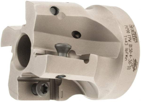 Iscar - 4 Inserts, 1-1/2" Cut Diam, 1/2" Arbor Diam, 0.708" Max Depth of Cut, Indexable Square-Shoulder Face Mill - 0° Lead Angle, 1.57" High, P290 AC.T 1806.. Insert Compatibility, Through Coolant, Series MillShred - All Tool & Supply