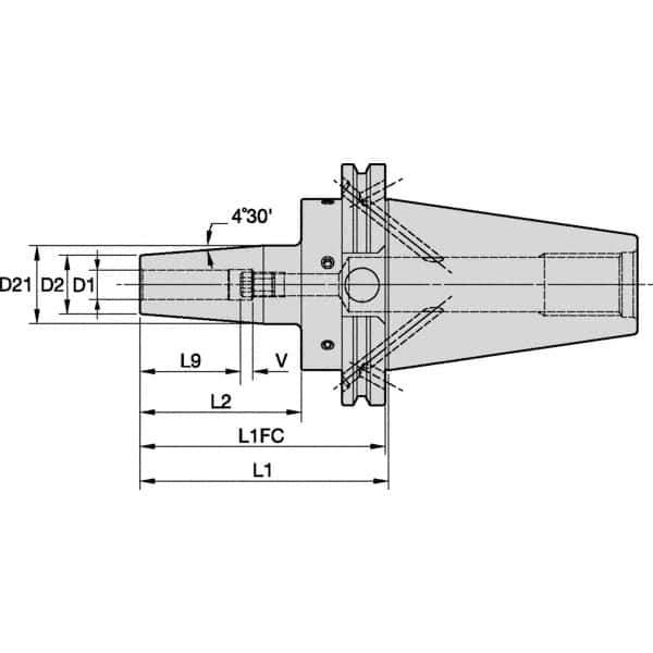 Kennametal - 1/2" Hole Diam, CVKV50 Taper Shank Shrink Fit Tool Holder & Adapter - 101.6mm Projection, 23.88mm Nose Diam, 1.42" Clamping Depth, 15,000 RPM, Through Coolant - Exact Industrial Supply