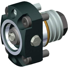 Kennametal - Neutral Cut, KM40 Modular Connection, Adapter/Mount Lathe Modular Clamping Unit - 2.532" OAL, Through Coolant, Series RNS-EF Flange Mount Rapid Side Access - Exact Industrial Supply