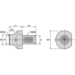 Kennametal - Left Hand Cut, KM50 Modular Connection, Adapter/Mount Lathe Modular Clamping Unit - 40mm Square Shank Diam, Through Coolant, Series RCML-VDI Axial Large Body Diameter - Exact Industrial Supply