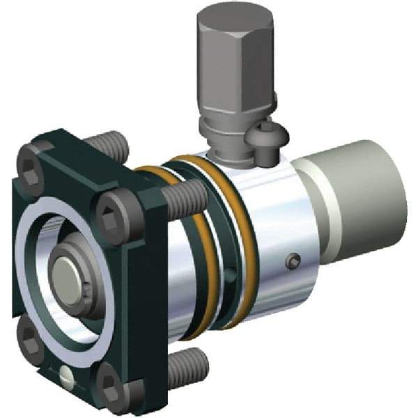 Kennametal - Neutral Cut, KM40 Modular Connection, Adapter/Mount Lathe Modular Clamping Unit - 3.661" OAL, Through Coolant, Series RPNT-F Flange Mount Rapid Plus Top Access - Exact Industrial Supply