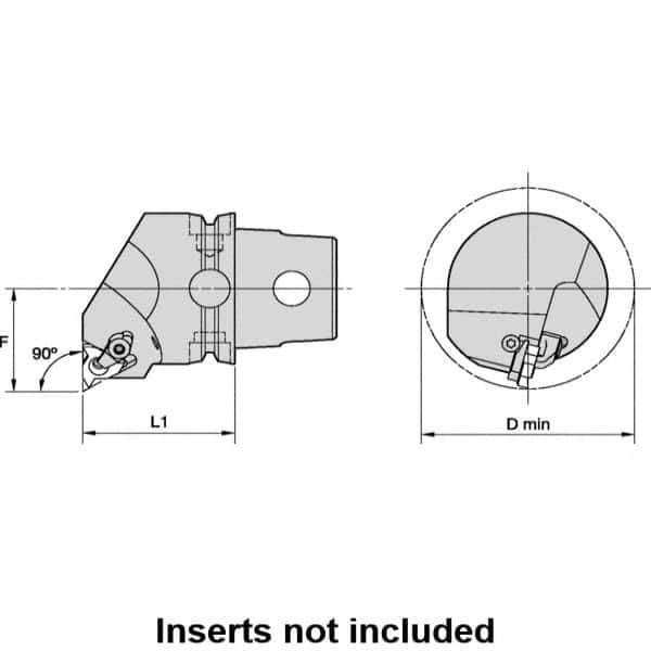 Kennametal - Insert Style LT 22NR, 50mm Head Length, Right Hand Cut, Internal Modular Threading Cutting Unit Head - System Size KM50TS, 35mm Center to Cutting Edge, Series LT Threading - All Tool & Supply