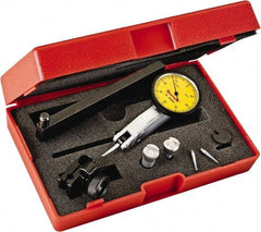 Starrett - 0.8 mm Range, 0.01 mm Dial Graduation, Horizontal Dial Test Indicator - 1-1/4 Inch Yellow Dial, 0-40-0 Dial Reading - All Tool & Supply