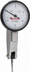 Starrett - 0.03 Inch Range, 0.0005 Inch Dial Graduation, Horizontal Dial Test Indicator - 1-1/4 Inch White Dial, 0-15-0 Dial Reading - All Tool & Supply