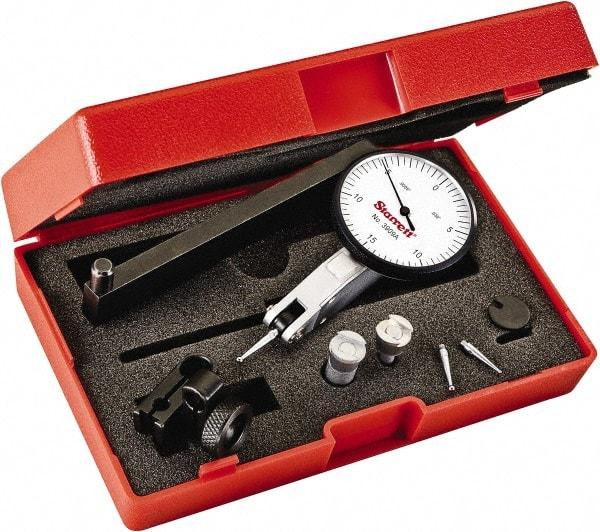 Starrett - 0.03 Inch Range, 0.0005 Inch Dial Graduation, Horizontal Dial Test Indicator - 1-9/16 Inch White Dial, 0-15-0 Dial Reading - All Tool & Supply