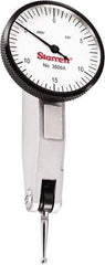 Starrett - 0.03 Inch Range, 0.0005 Inch Dial Graduation, Horizontal Dial Test Indicator - 1-9/16 Inch White Dial, 0-15-0 Dial Reading - All Tool & Supply