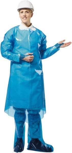 PolyConversions - 4 mil Thick Chemical Resistant Coat Apron - Polyolefin, Blue - All Tool & Supply