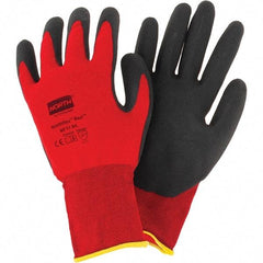 North - Size L Work Gloves - Palm & Fingers Coated, Red/Black - All Tool & Supply