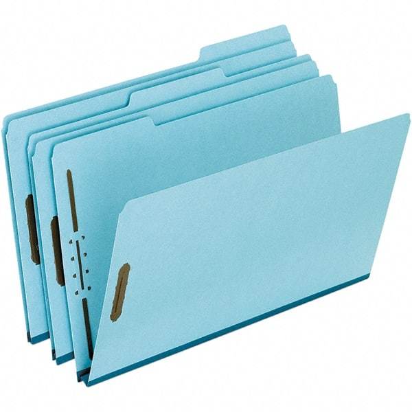 Pendaflex - 8-1/2 x 14", Legal, Blue, Classification Folders with Top Tab Fastener - 25 Point Stock, Assorted Tab Cut Location - All Tool & Supply