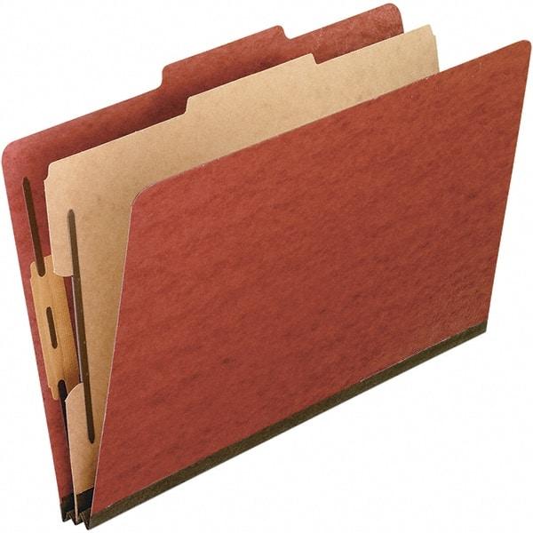 Pendaflex - 8-1/2 x 11", Letter Size, Red, Classification Folders with Top Tab Fastener - 25 Point Stock, Right of Center Tab Cut Location - All Tool & Supply