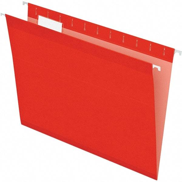 Pendaflex - 8-1/2 x 11", Letter Size, Red, Hanging File Folder - 11 Point Stock, 1/5 Tab Cut Location - All Tool & Supply