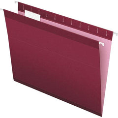 Pendaflex - 8-1/2 x 11", Letter Size, Burgundy, Hanging File Folder - 11 Point Stock, 1/5 Tab Cut Location - All Tool & Supply