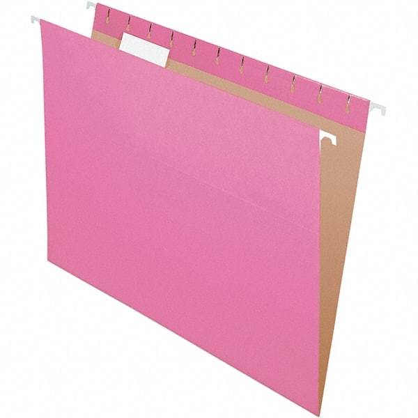 Pendaflex - 8-1/2 x 11", Letter Size, Pink, Hanging File Folder - 11 Point Stock, 1/5 Tab Cut Location - All Tool & Supply