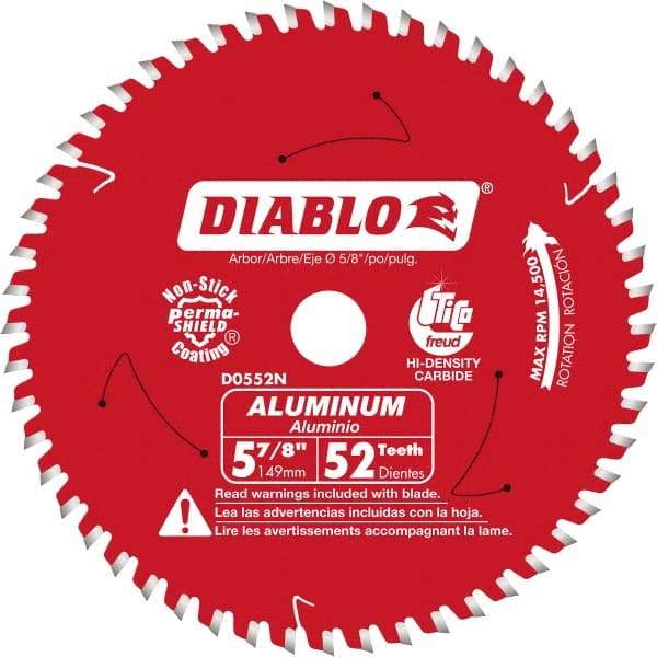 Freud - 5-7/8" Blade Diam, 52 Teeth, Carbide-Tipped Cold Saw Blade - 5/8" Arbor Hole Diam, 0.045" Blade Thickness - All Tool & Supply