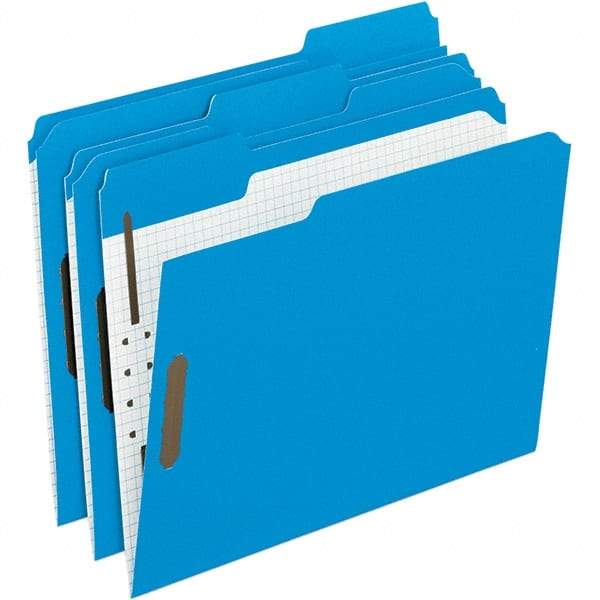 Pendaflex - 11-5/8 x 9-1/2", Letter Size, Blue, File Folders with Top Tab - 11 Point Stock, Assorted Tab Cut Location - All Tool & Supply