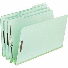 Pendaflex - 8-1/2 x 11", Letter Size, Green, Classification Folders with Top Tab Fastener - 25 Point Stock, Assorted Tab Cut Location - All Tool & Supply