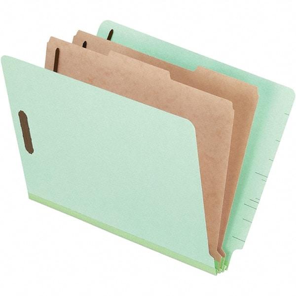 Pendaflex - 8-1/2 x 11", Letter Size, Pale Green, Classification Folders with End Tab Fastener - 25 Point Stock, End Tab Cut Location - All Tool & Supply