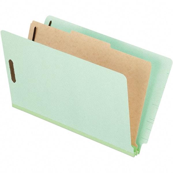 Pendaflex - 8-1/2 x 14", Legal, Pale Green, Classification Folders with End Tab Fastener - 25 Point Stock, End Tab Cut Location - All Tool & Supply