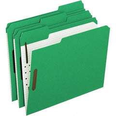 Pendaflex - 11-5/8 x 9-1/2", Letter Size, Green, File Folders with Top Tab - 11 Point Stock, Assorted Tab Cut Location - All Tool & Supply