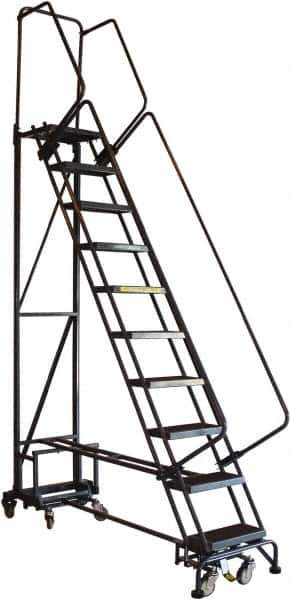 Ballymore - 90" 9 Step Ladder - Rolling Safety Ladder, 450 Lb Capacity, 90" Platform Height, 26" Base Width x 63" Base Depth, Abrasive Mat Tread - All Tool & Supply