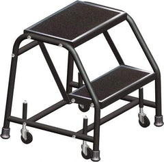 Ballymore - 19" 2 Step Ladder - Rolling Safety Ladder, 450 Lb Capacity, 19" Platform Height, 30" Base Width x 19" Base Depth, Expanded Metal Tread - All Tool & Supply